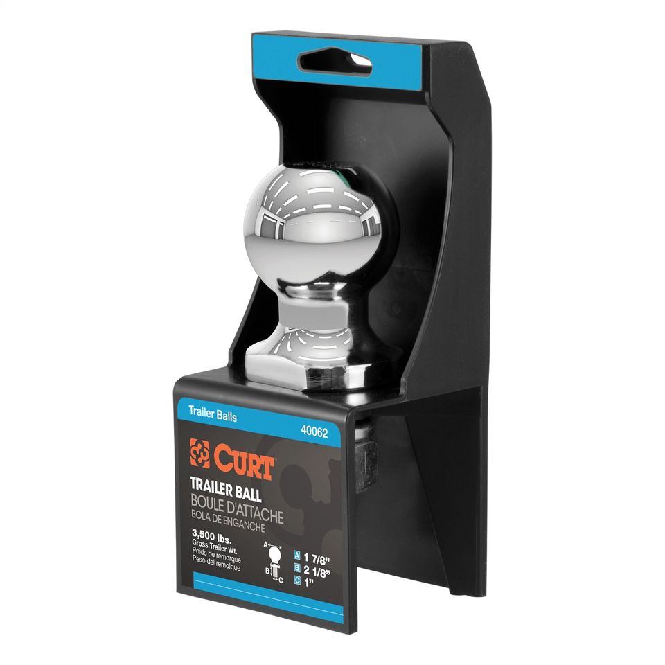 40062 - 1-7/8in. Trailer Ball (1in. x 2-1/8in. Shank; 3;500 lbs.; Chrome; Packaged)