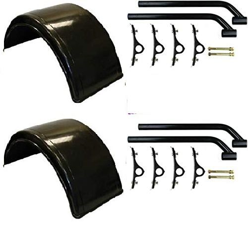 8590195(2),8591000(2) - 8590195-x2, 8591000-x2, Two Smooth Polymer Fenders and Mounting Brackets. Fits Trucks with 18" to 19.5" Dual Rear Wheels.