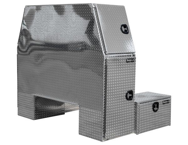 BP826254 - 62x54x82 Inch Diamond Tread Aluminum L-Pack Backpack Truck Tool Box with Offset Floor - 16.35 Inch Offset