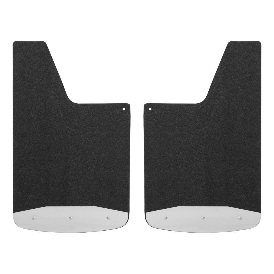 250014 - Universal Front or Rear 14-Inch x 23-Inch Textured Rubber Mud Guards with Stainless Steel Plates, 2 Flaps
