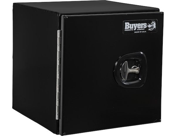 1705825 - 24x24x24 Inch Black Smooth Aluminum Underbody Truck Tool Box - Single Barn Door, Compression Latch