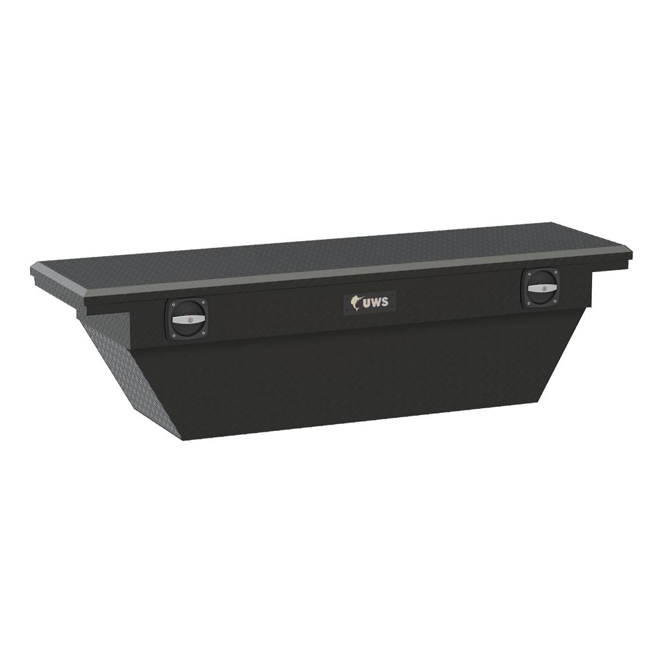 SLD-69-A-LP-MB - Matte Black Aluminum 69" Deep Angled Secure Lock Truck Tool Box with Low Profile - 1999-2026 Chevrolet Silverado 1500 and more