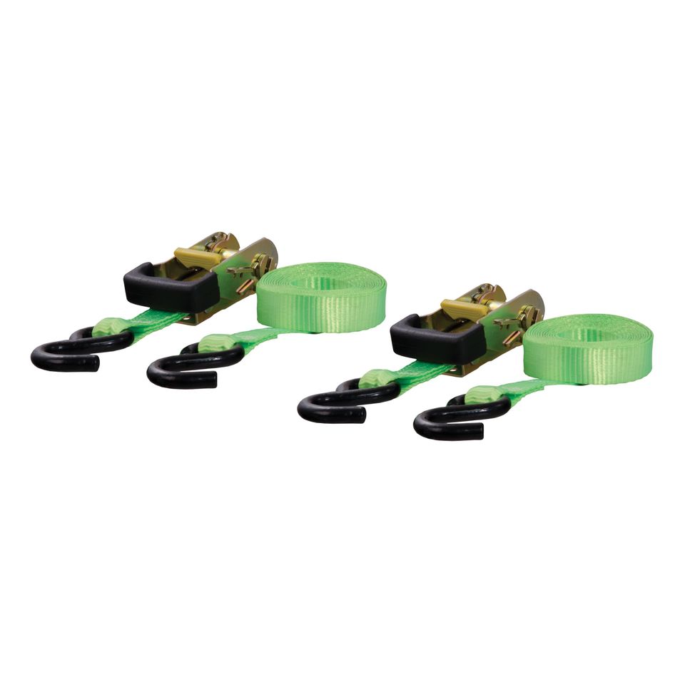83028 - 1-Inch x 16-Foot Lime Green Nylon Ratchet Straps, 3,300 lbs. Break Strength, 2-Pack
