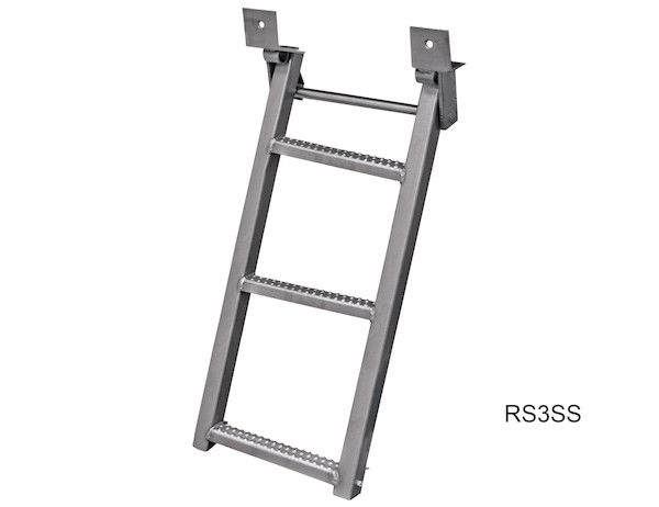 RS3SS - 3-Rung Stainless Retractable Truck Steps with Nonslip Tread - 17.38 x 35 Inch