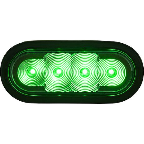SL62GO - 6 Inch LED Oval Strobe Light with Green LEDs and Clear Lens