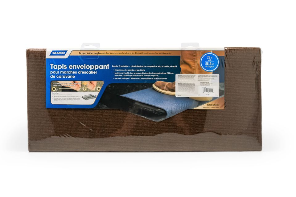 42911 - Step Rug,Premium,Poly Single Rib w/UV&TPE 22"x 23"Brown(E/F)