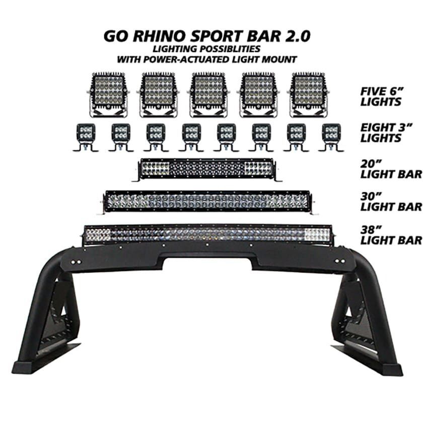 911600PS - Sport Bar 2.0 with Power Actuated Retractable Light Mount - 2015-2026 Ford F-150, 2011-2026 Ram 2500 and more