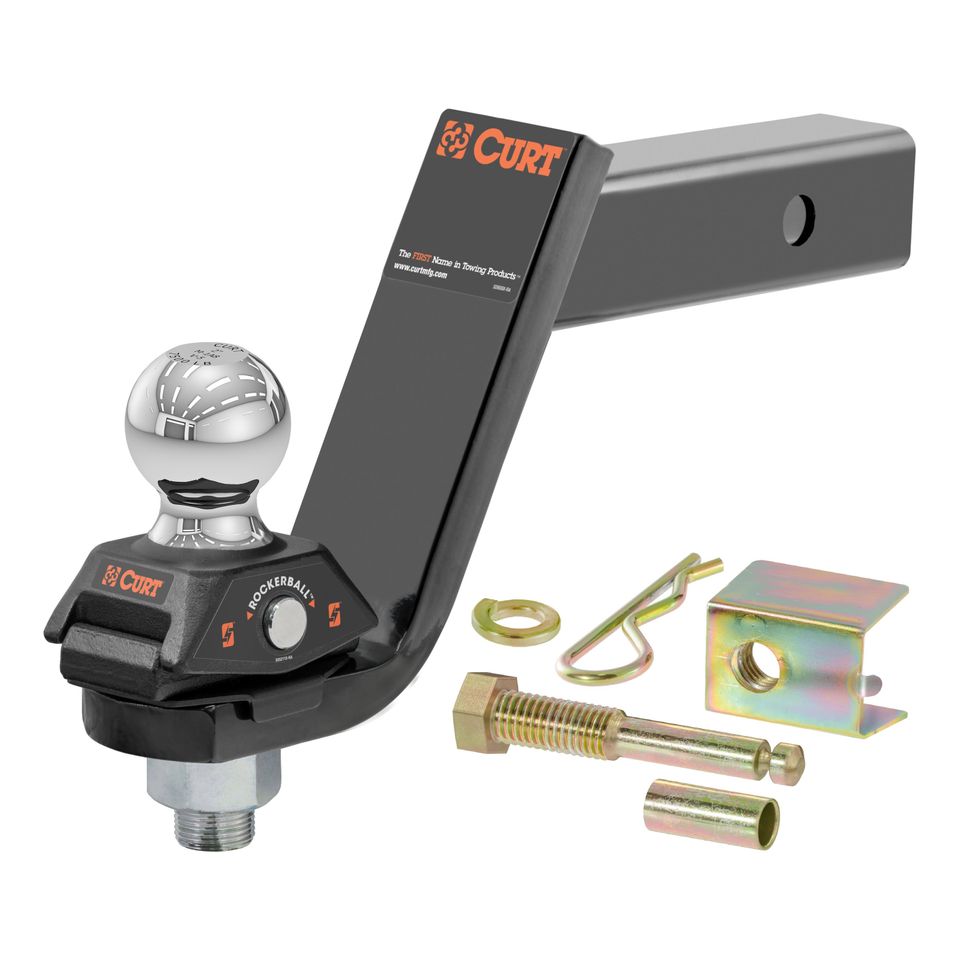 45144 - RockerBall Cushion Hitch Ball Mount, 7,500 lbs 2-Inch Diameter, 2-In Shank, 5" Drop, Anti-Rattle Pin