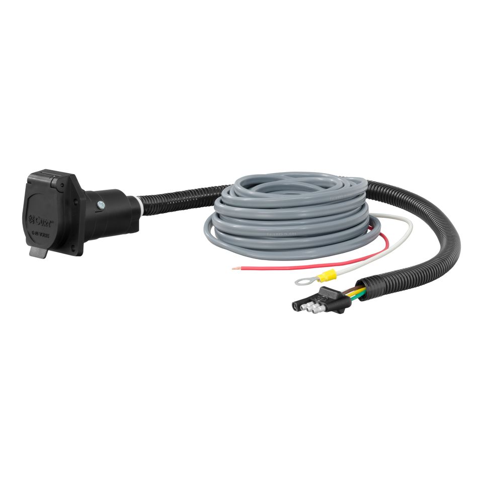 57186 - 4-Way Flat Vehicle-Side to 7-Way RV Blade Trailer Adapter with Brake Controller Wiring
