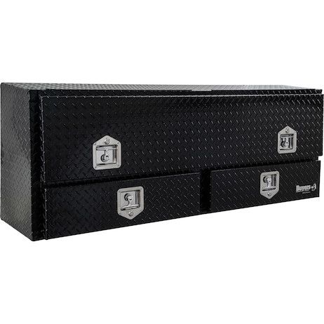 1725641 - 21x13x72 Inch Gloss Black Diamond Tread Aluminum Pick-Up Truck Contractor With Lower Drawers Topsider