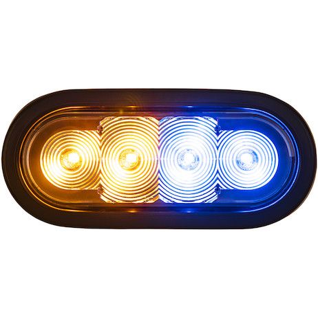 SL62AB - 6 Inch LED Oval Strobe Light with Amber/Blue LEDs and Clear Lens