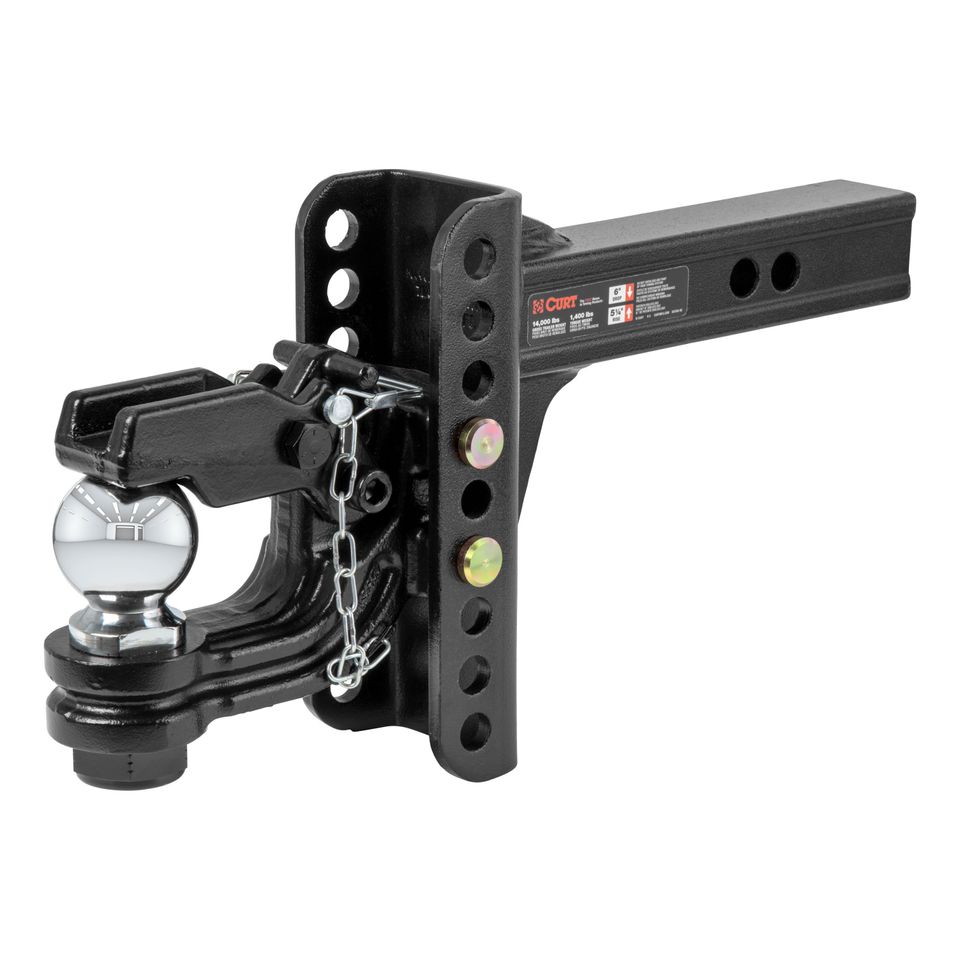 45907 - Adjustable Pintle Hitch Combination, 2-Inch Receiver, 6-Inch Drop, 2-5/16-Inch Ball, 13,000 lbs