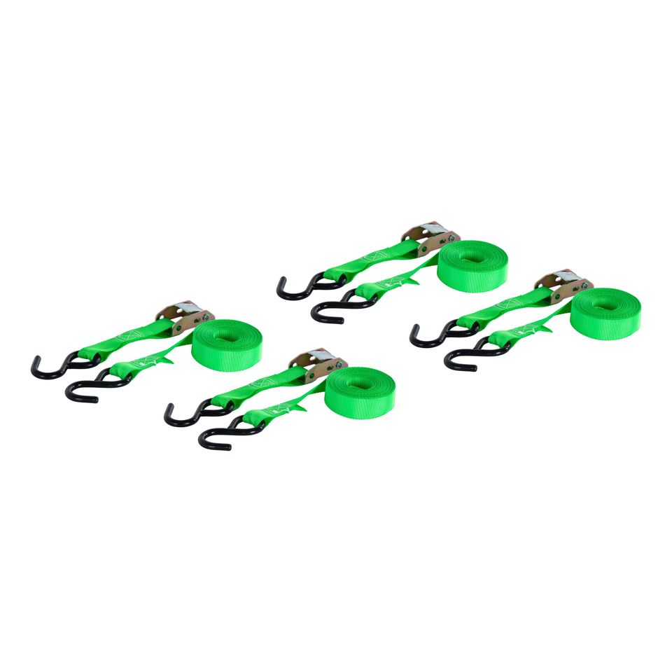83016 - 1-Inch x 16-Foot Dark Green Nylon Cargo Straps, 900 lbs. Break Strength, 4-Pack