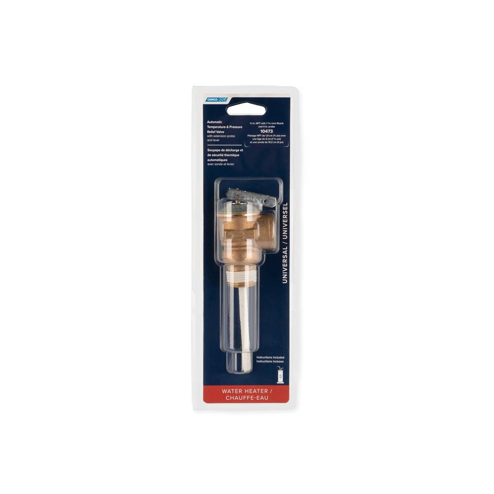10473 - Automatic Temperature and Pressure Relief Valve with Extension Probe and Lever